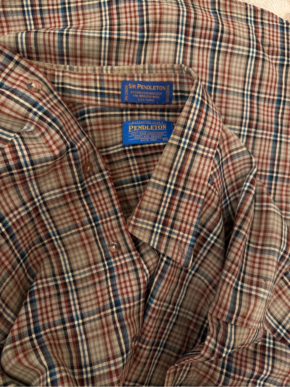 Pendleton Brown & Tan Plaid Long-Sleeve Button-Down Shirt